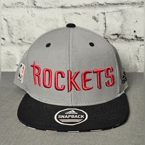 Houston Rockets Adidas Snapback Hat Gray Red NBA Flat Brim Cap